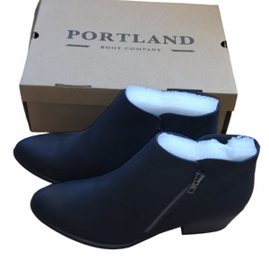 Portland Boot Co 10 Black Trisha Side Zip Booties Ankle Western Low Heel Zip